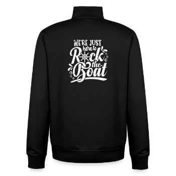 we're just here to rock the boat - Unisex Organic Zip Sweatshirt by Stanley/Stella - black - Back - AI Model Male 185 light (185cm)
