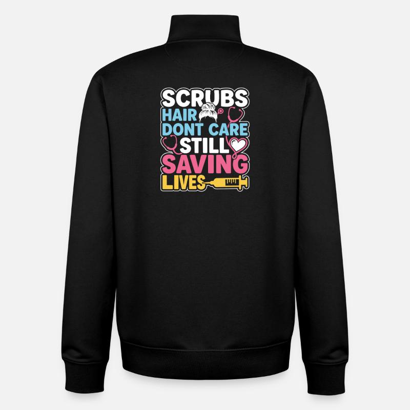 Infirmière de nuit, fatiguée - Sweat zippé unisexe en coton bio Stanley/Stella - noir