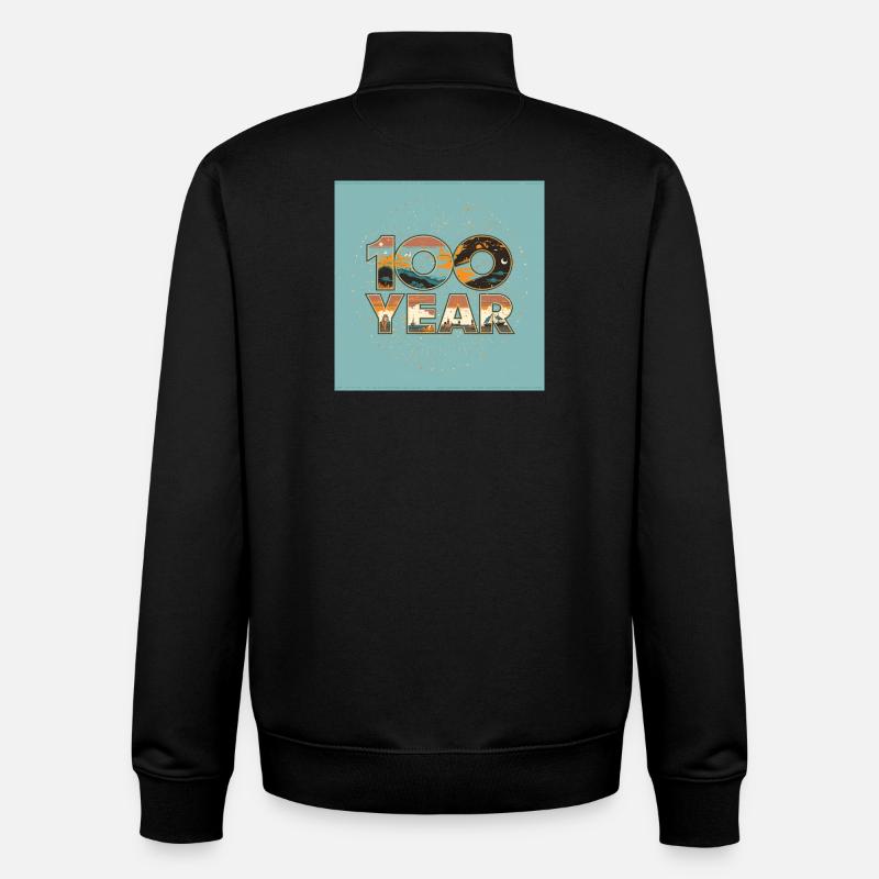 Paysage rétro centenaire - Sweat zippé unisexe en coton bio Stanley/Stella - noir