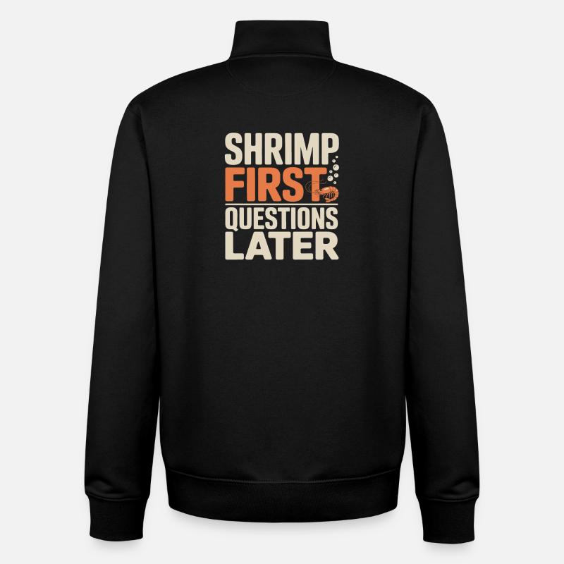Crevettes d’abord | Humour d’aquarium - Sweat zippé unisexe en coton bio Stanley/Stella - noir