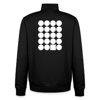 Grille à pois avec un carré d’accent - Sweat zippé unisexe en coton bio Stanley/Stella - noir - Dos - AI Model Male 185 light (185cm)