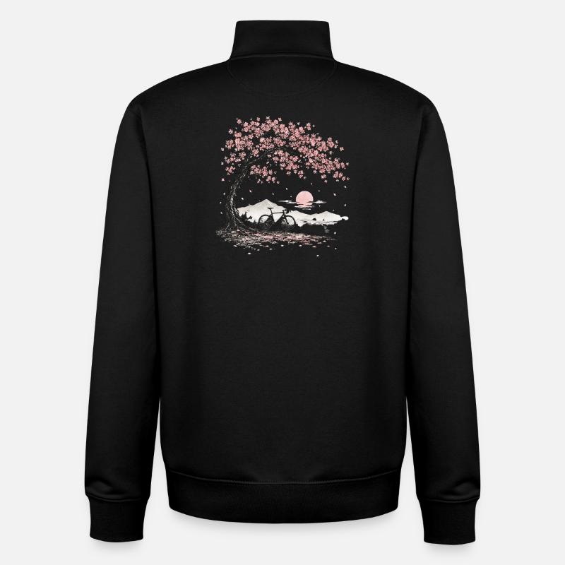 Vélo cerisier fleur de cerisier - Sweat zippé unisexe en coton bio Stanley/Stella - noir