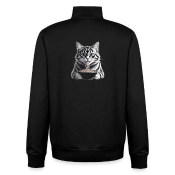 Cat Eats Ramen - Unisex Organic Zip Sweatshirt by Stanley/Stella - black - Back - AI Model Male 185 light (185cm)