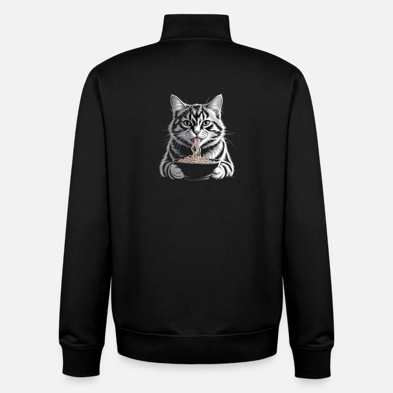 Cat Eats Ramen - Unisex Organic Zip Sweatshirt by Stanley/Stella - black