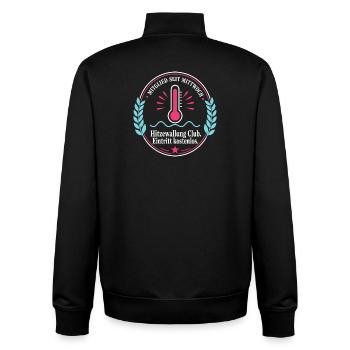 Hitzewallung Club — Mitglied seit Mittwoch - Unisex Organic Zip Sweatshirt von Stanley/Stella - Schwarz - Hinten - AI Model Male 185 light (185cm)
