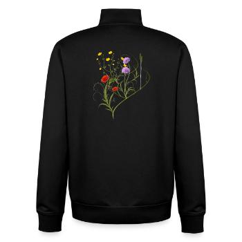 Wildflower Meadow Botanical Design - Unisex Organic Zip Sweatshirt by Stanley/Stella - black - Back - AI Model Male 185 light (185cm)