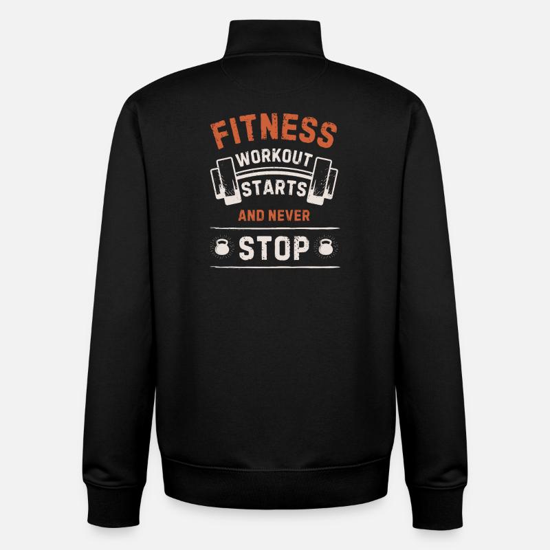 Fitness: Starts and Never Stop - Sweat zippé unisexe en coton bio Stanley/Stella - noir