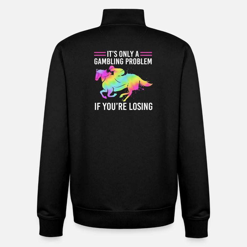 Courses de chevaux - Sweat zippé unisexe en coton bio Stanley/Stella - noir