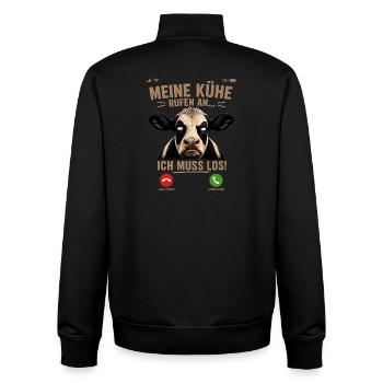 Meine Kühe rufen an Landwirt Geschenkidee Landwirt - Unisex Organic Zip Sweatshirt von Stanley/Stella - Schwarz - Hinten - AI Model Male 185 light (185cm)