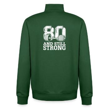 80 and Still Strong - Unisex Organic Zip Sweatshirt by Stanley/Stella - bottle green - Back - AI Model Male 185 dark (185cm)