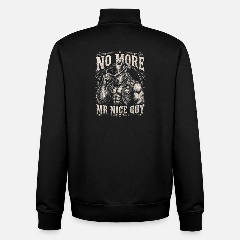 Pas un gars sympa, cowboy - Sweat zippé unisexe en coton bio Stanley/Stella - noir
