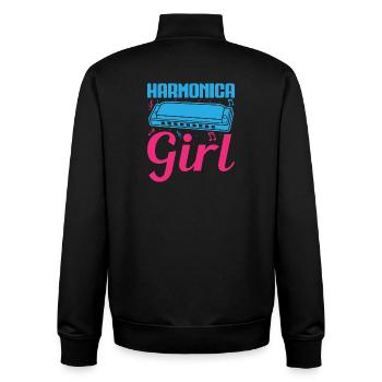 Funny Harmonica Player Girl Harmonica - Unisex Organic Zip Sweatshirt by Stanley/Stella - black - Back - AI Model Male 185 light (185cm)