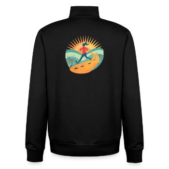 Trail Running Motivation Retro Sunrise Runner Art - Unisex Organic Zip Sweatshirt by Stanley/Stella - black - Back - AI Model Male 185 light (185cm)