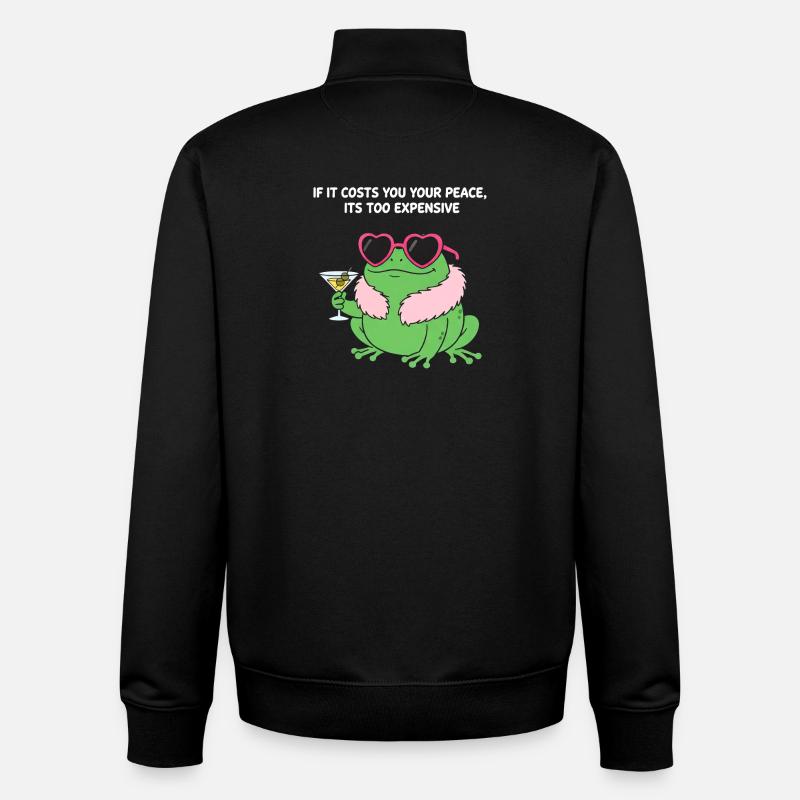 Peaceful Frog Martini - Unisex Organic Zip Sweatshirt by Stanley/Stella - black