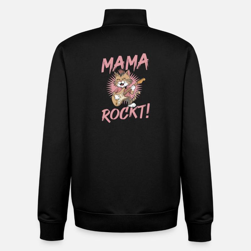 Maman Chat Maman Rocker Cool - Sweat zippé unisexe en coton bio Stanley/Stella - noir
