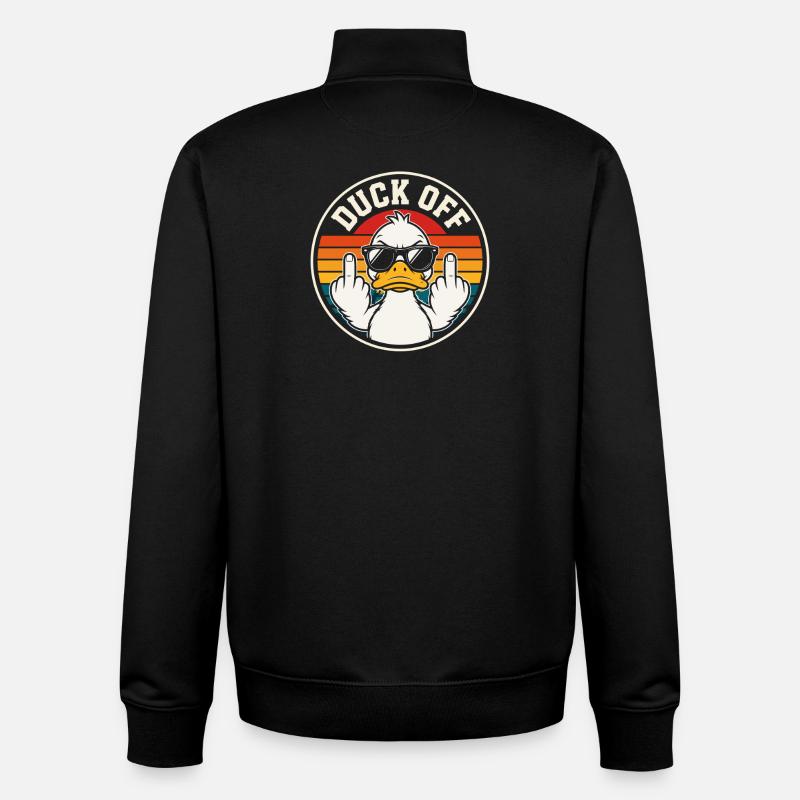 Duck Off Retro Sunset - Unisex Organic Zip Sweatshirt by Stanley/Stella - black