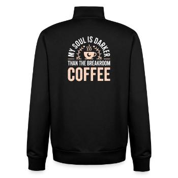 Âme plus sombre que le café de la salle de pause - Sweat zippé unisexe en coton bio Stanley/Stella - noir - Dos - AI Model Male 185 light (185cm)