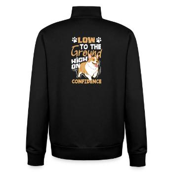 Short Legs, Tall Setting, Corgi - Unisex Organic Zip Sweatshirt by Stanley/Stella - black - Back - AI Model Male 185 light (185cm)