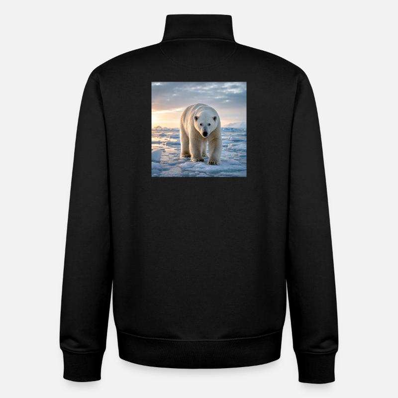 Ours polaire arctique sur la glace - Sweat zippé unisexe en coton bio Stanley/Stella - noir