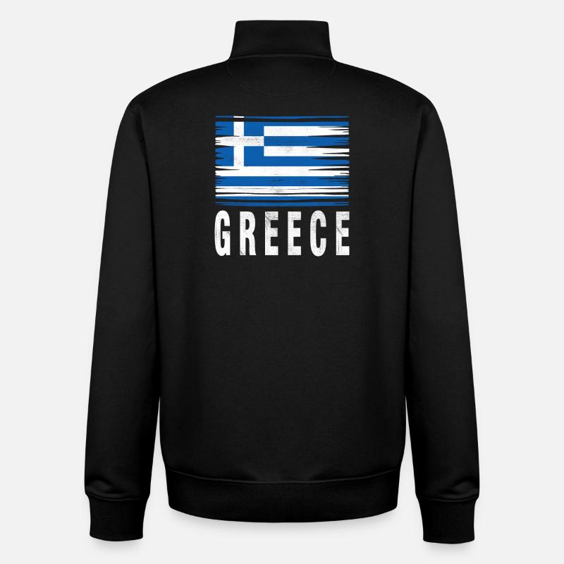 Drapeau au pinceau Grèce - Sweat zippé unisexe en coton bio Stanley/Stella - noir