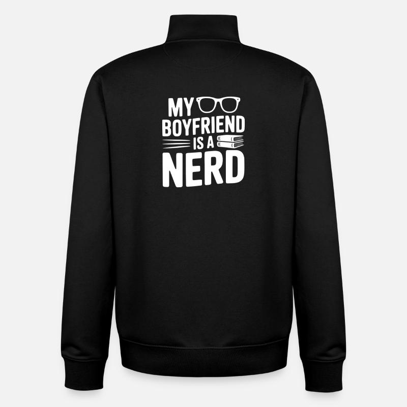 Mon copain est un nerd - Sweat zippé unisexe en coton bio Stanley/Stella - noir