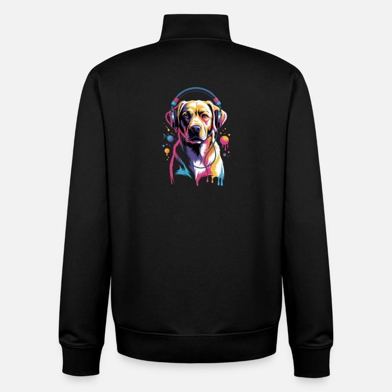 Labrador Kopfhörer - Unisex Organic Zip Sweatshirt von Stanley/Stella - Schwarz