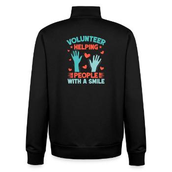 Appréciation des bénévoles Aider les personnes avec le sourire - Sweat zippé unisexe en coton bio Stanley/Stella - noir - Dos - AI Model Male 185 light (185cm)