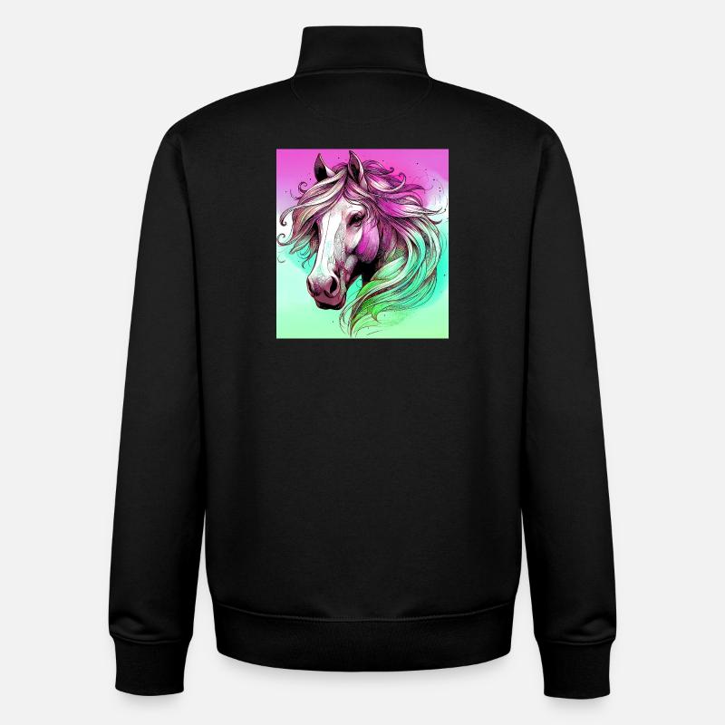 cheval - Sweat zippé unisexe en coton bio Stanley/Stella - noir
