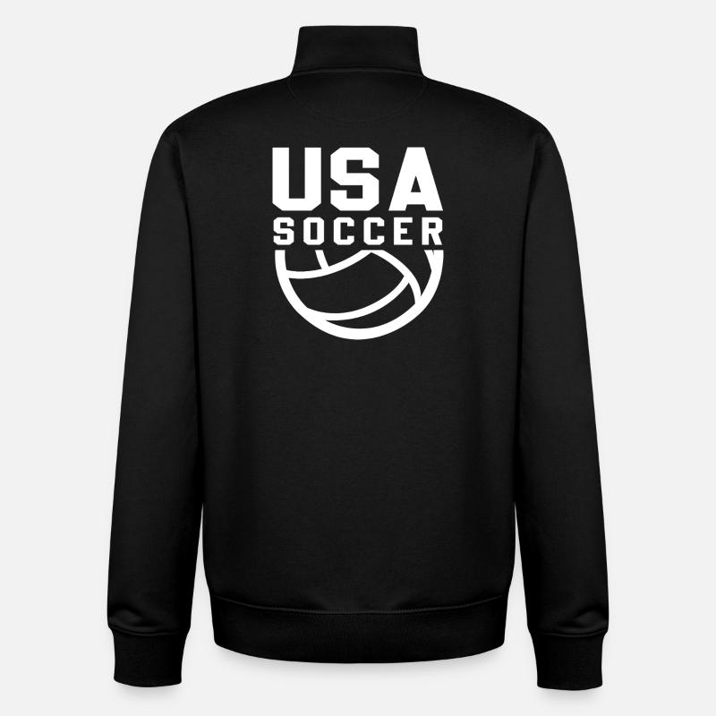 USA Soccer - Sweat zippé unisexe en coton bio Stanley/Stella - noir