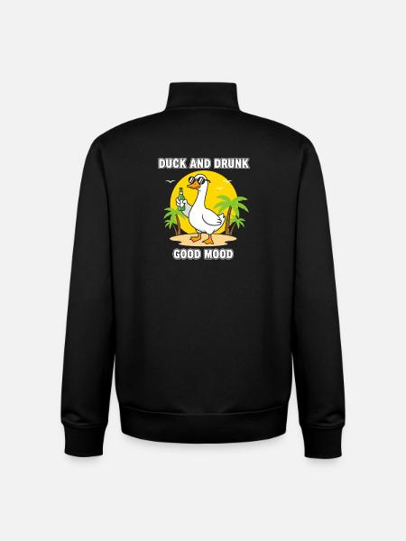 Duck and Drunk Good Mood - Unisex Organic Zip Sweatshirt by Stanley/Stella - black