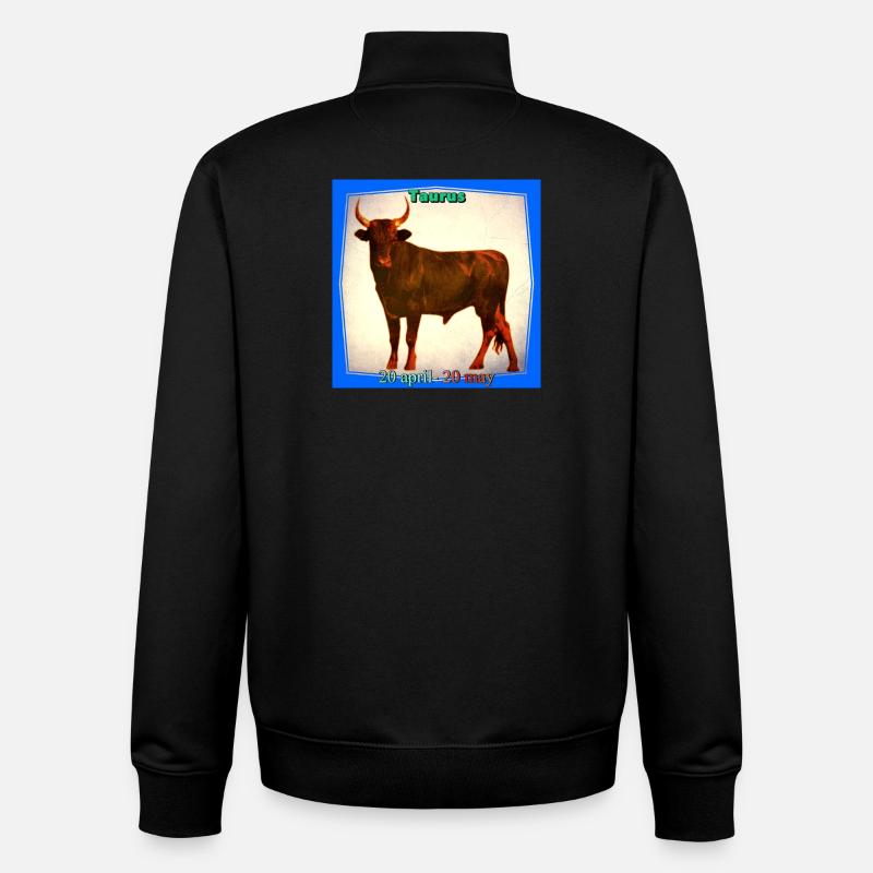 taureau - Sweat zippé unisexe en coton bio Stanley/Stella - noir