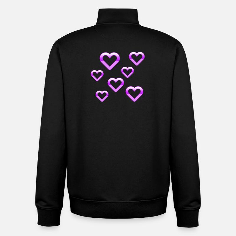 Hearts - Unisex Organic Zip Sweatshirt by Stanley/Stella - black