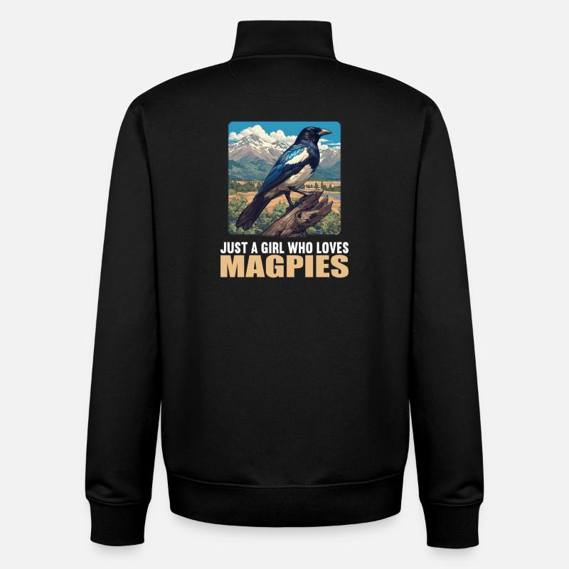 Magpies Magpie - Unisex Organic Zip Sweatshirt by Stanley/Stella - black
