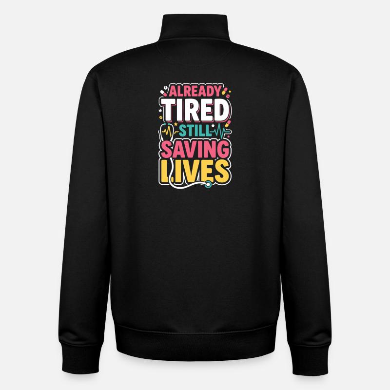 Night Shift Nurse, Tired - Unisex Organic Zip Sweatshirt by Stanley/Stella - black