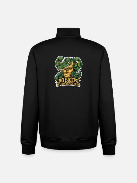 Sarcastic gym crocodile for men - Unisex Organic Zip Sweatshirt by Stanley/Stella - black