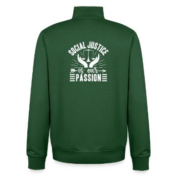 Social Worker Quote Justice Is Our Passion Social - Unisex Organic Zip Sweatshirt by Stanley/Stella - bottle green - Back - AI Model Male 185 dark (185cm)