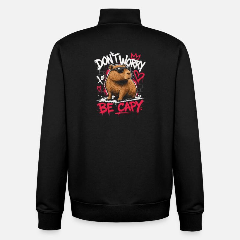 Don't Worry Be Capy - Unisex Organic Zip Sweatshirt von Stanley/Stella - Schwarz
