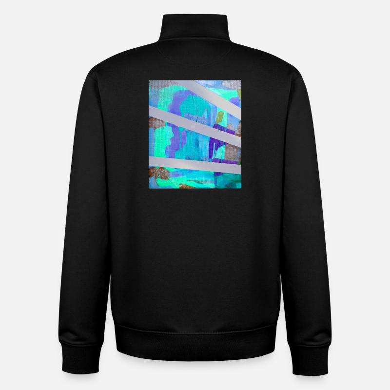 Collage à rayures abstraites néon - Sweat zippé unisexe en coton bio Stanley/Stella - noir