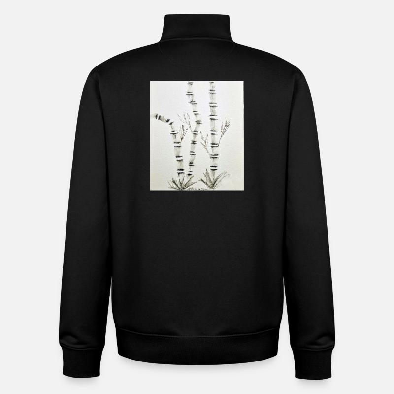 Dessin en bambou à l’encre - Sweat zippé unisexe en coton bio Stanley/Stella - noir