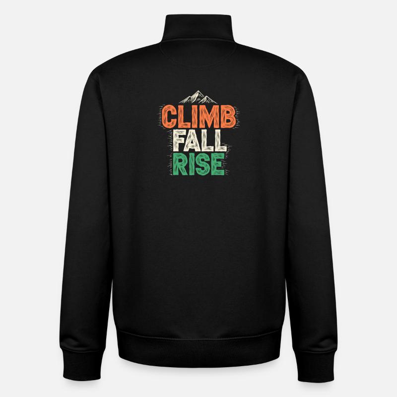 Climb, Fall Climb, Climb – Mountain - Unisex Organic Zip Sweatshirt by Stanley/Stella - black