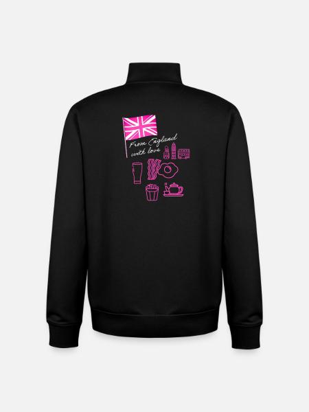 EXANGLIA (Texte rose + blanc) - Sweat zippé unisexe en coton bio Stanley/Stella - noir