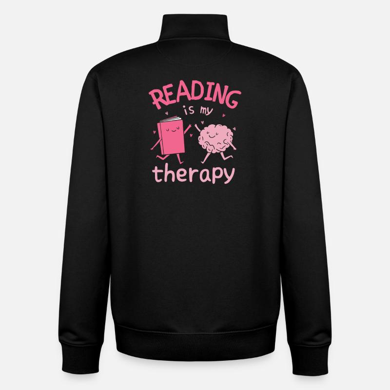Reading is my Therapy - Unisex Organic Zip Sweatshirt by Stanley/Stella - black