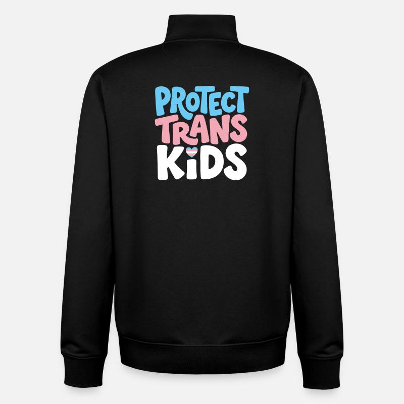 Protect Trans Kids Tee - Unisex Organic Zip Sweatshirt by Stanley/Stella - black