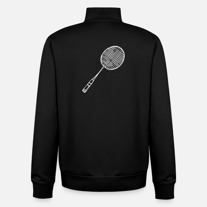 Badminton Racket Drawing - Unisex Organic Zip Sweatshirt by Stanley/Stella - black
