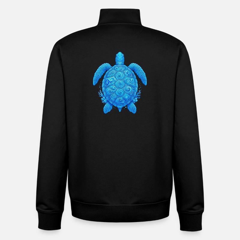 Tortue bleue - Sweat zippé unisexe en coton bio Stanley/Stella - noir