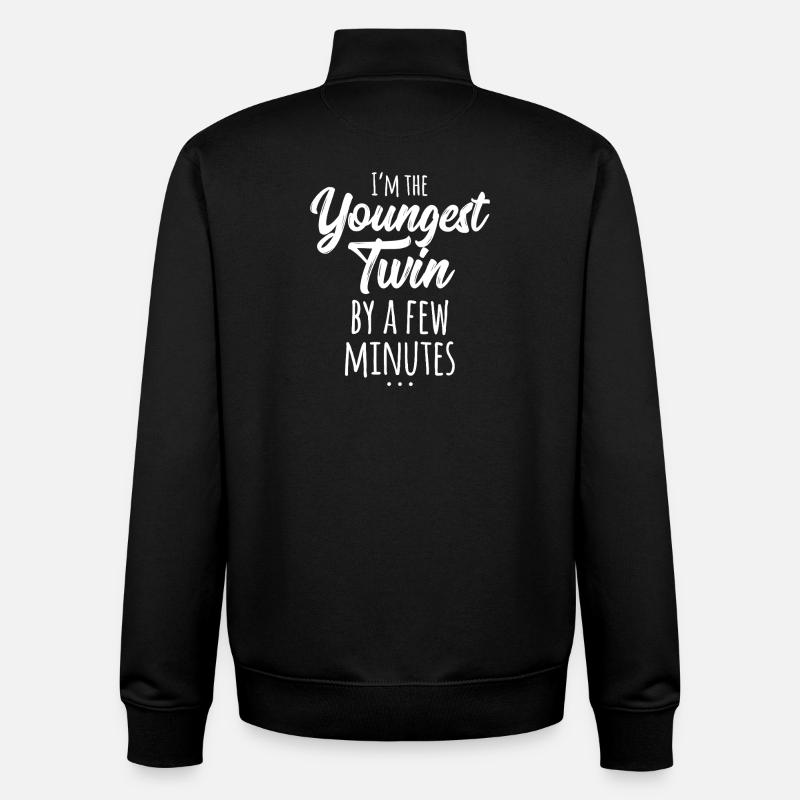 Youngest Twin Caption Tee - Unisex Organic Zip Sweatshirt by Stanley/Stella - black