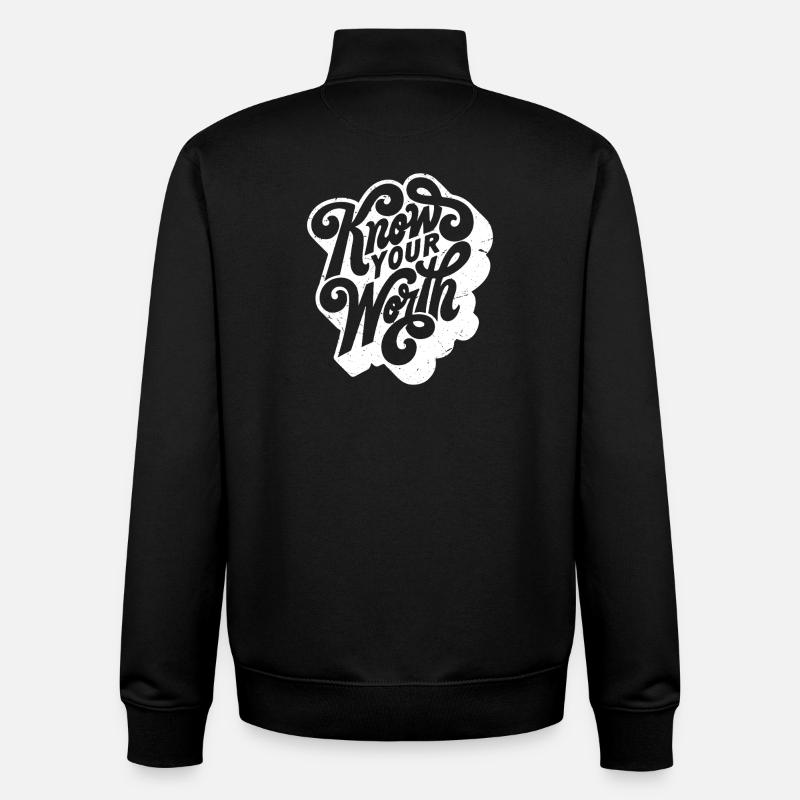 know your worth - Unisex Organic Zip Sweatshirt von Stanley/Stella - Schwarz