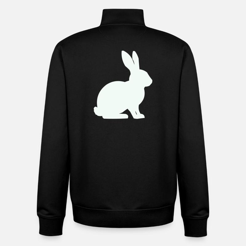 Hase Silhouette Minimal - Unisex Organic Zip Sweatshirt von Stanley/Stella - Schwarz