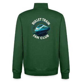 Bullet Train Fanclub - Unisex Organic Zip Sweatshirt von Stanley/Stella - Flaschengrün - Hinten - AI Model Male 185 dark (185cm)