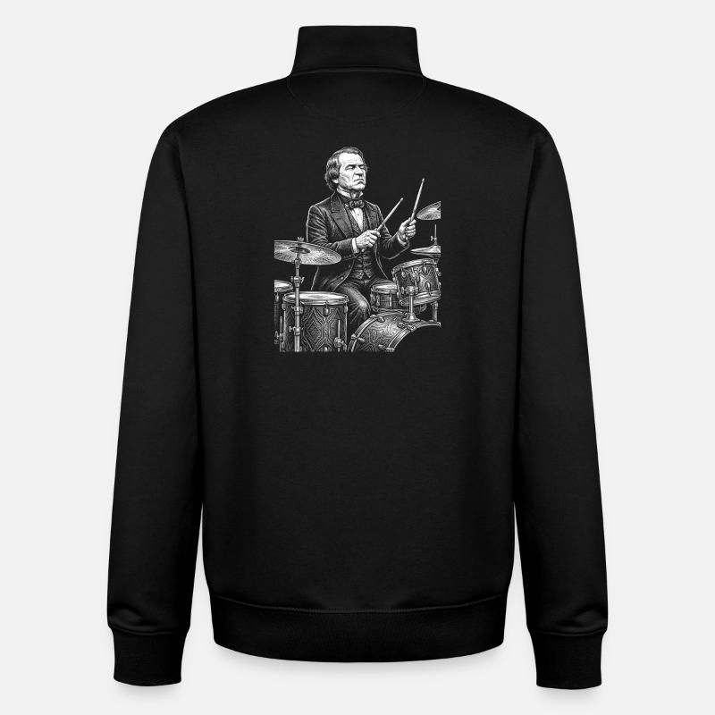 Andrew Johnson spielt Schlagzeug - Unisex Organic Zip Sweatshirt von Stanley/Stella - Schwarz